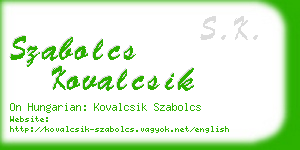 szabolcs kovalcsik business card